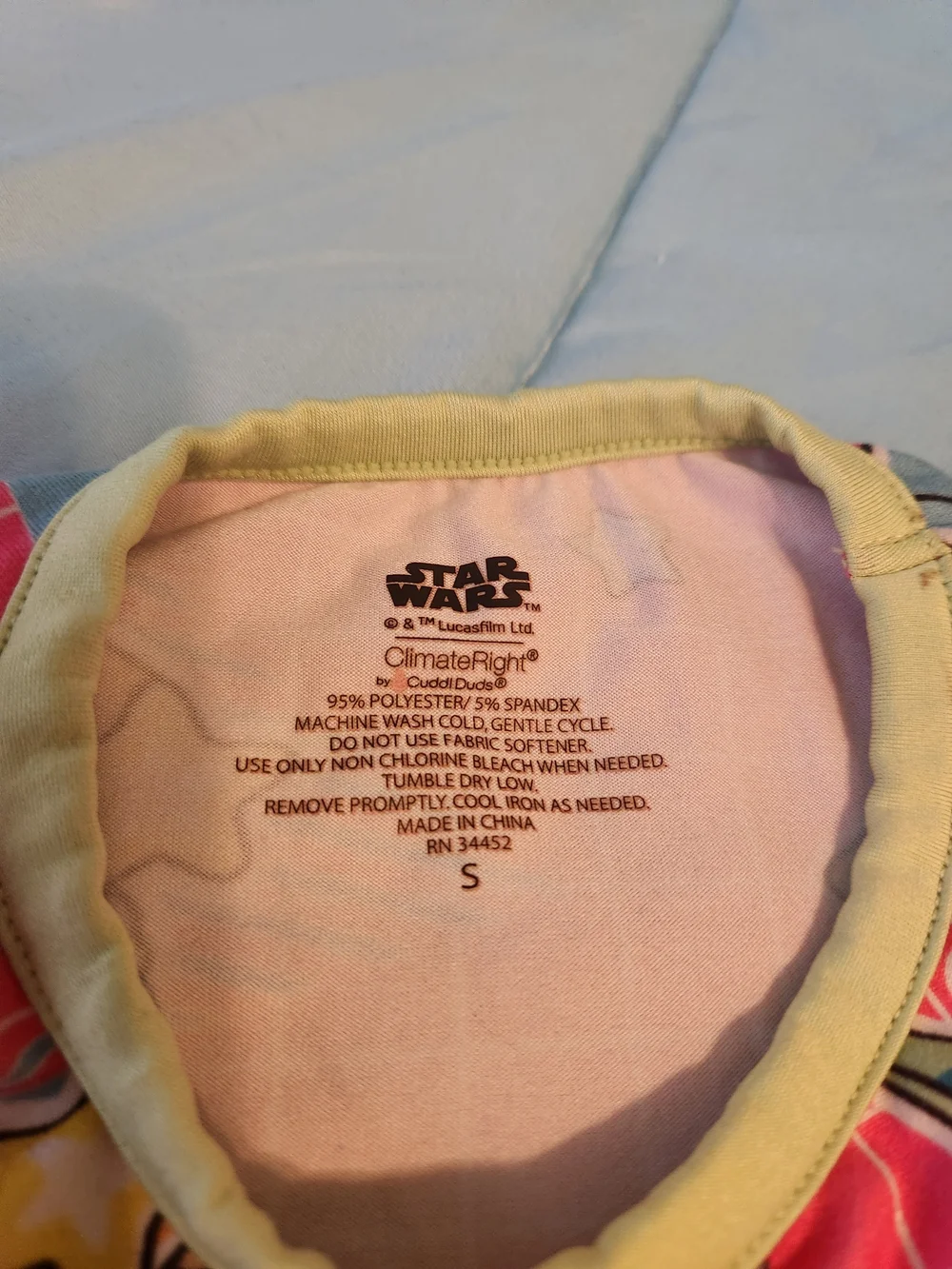 Cuddl Duds Star Wars Grogu Girls Pink 2-Piece Long Sleeve Knit Pajamas Size S